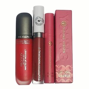 3pc Lot Lip Tint Revlon Matte Lip Mousse Marcelle Lux Gloss Natural NEW